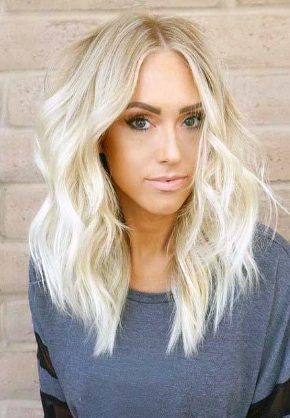 Soft Light Rooted Platinum Blonde Textured Ombre Womens Hairstyle