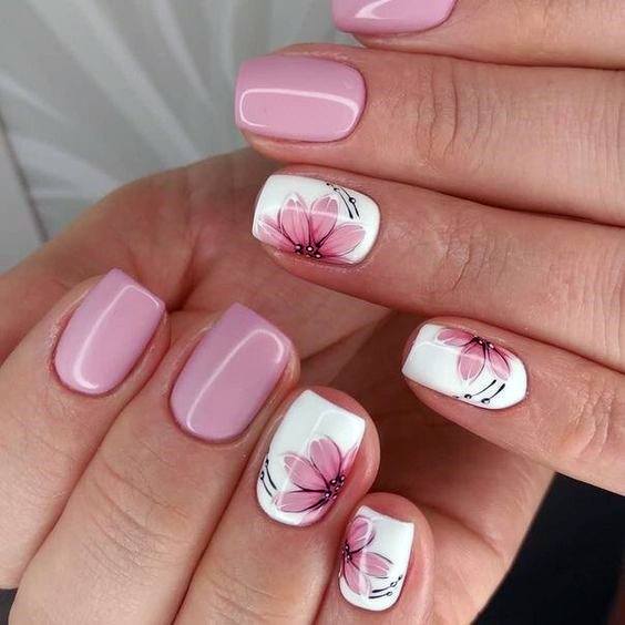 Soft Pink Rose Flowers Romantic Nails Women