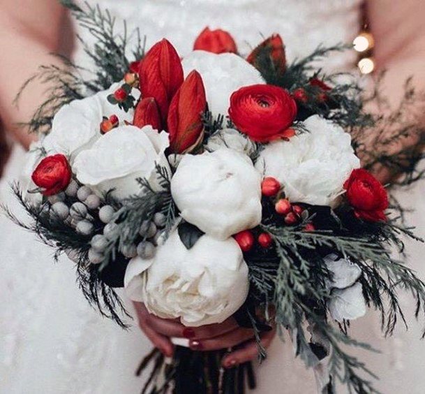 Soft Roses Christmas Wedding Flowers