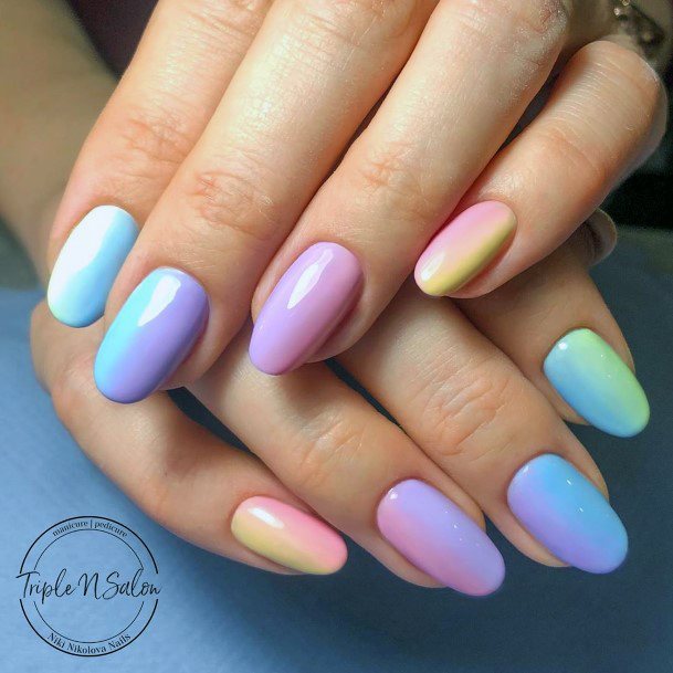 Soft Sweet Colorful Ombre Nail Design Ideas For Girls