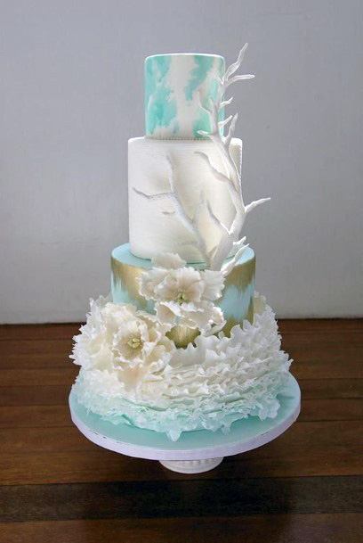 Soft White Beach Wedding Cake For Women