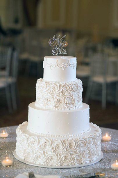 Soft White Elegant Wedding Cakes Women