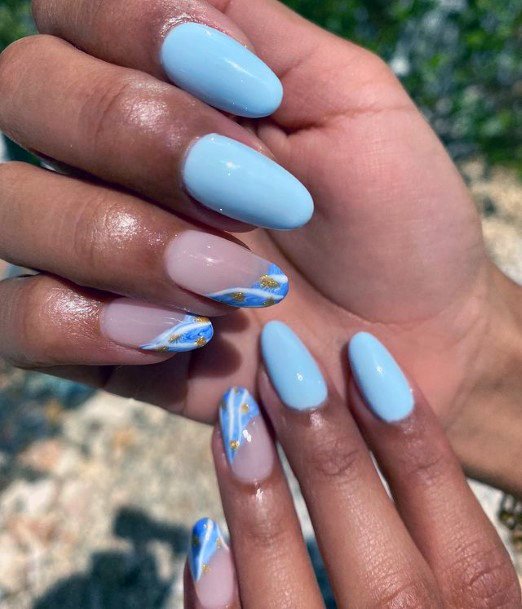 Solid Blue Water Nails Womens Art