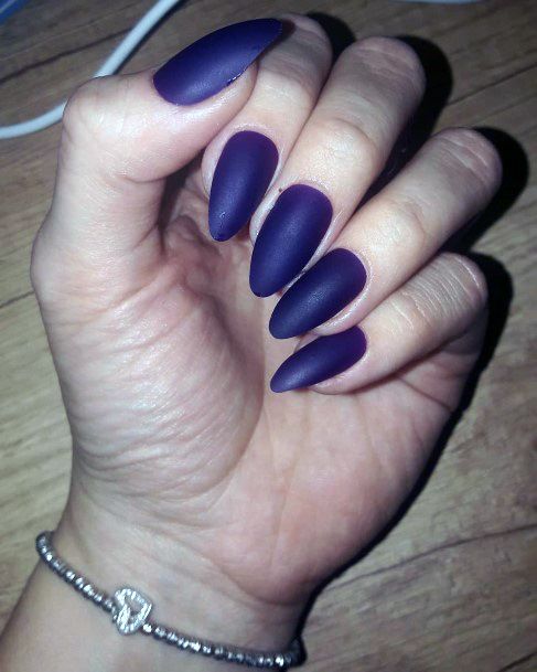 Solid Dark Purple Nails Women