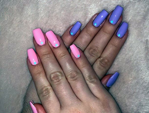 Solid Girly Pink And Purple Nail Ideaspretty Jewel For Women