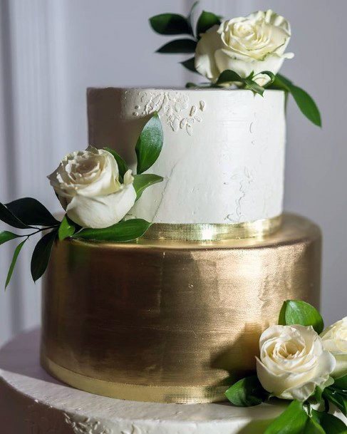 Solid Gold And White Wedding Cake