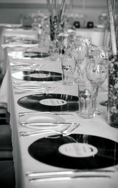 Sophisticated Black White Vinyl Table Placement Wedding Elegant Wedding Decorations