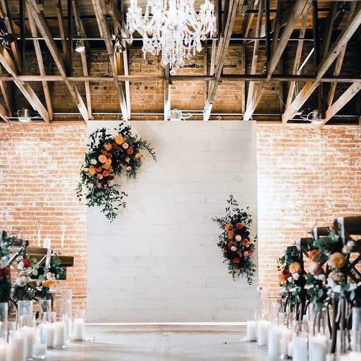 Sophisticated White Brick Gorgeous Colorful Floral Wedding Backdrop