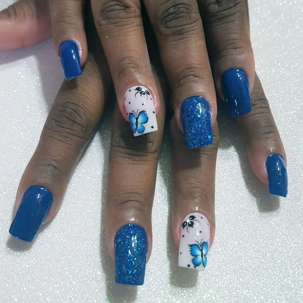 Sparkles And Glitter Blue Nail Women