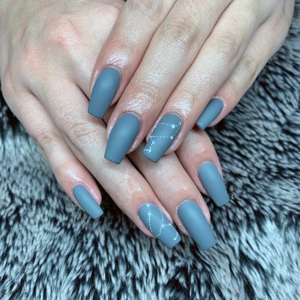 Sparkling Constellation On Grey Matte Nails Women