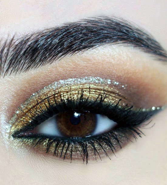 Sparkling Gold And Silver Lined Eyeshadow Women