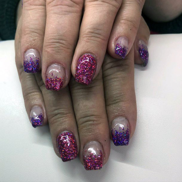 Sparkling Pink Purple French Tip Nail Inspiration For Girls