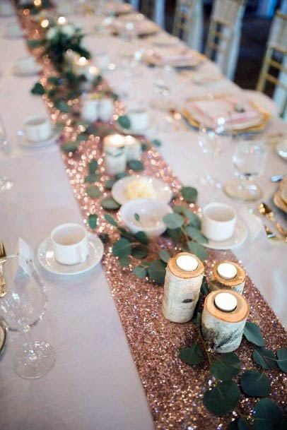 Sparkling Rose Gold Table Runner Wedding Decor