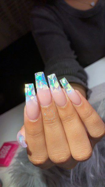 Sparkling Tipped Glass Nails Women