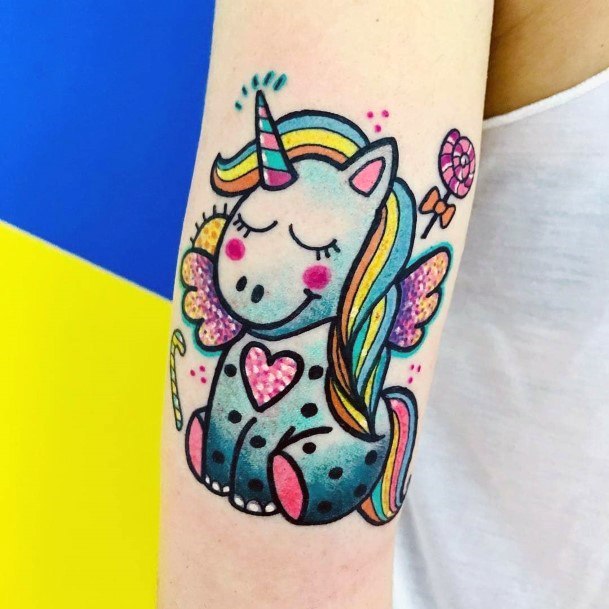 Sparkling Unicorn Tattoo For Women Cute