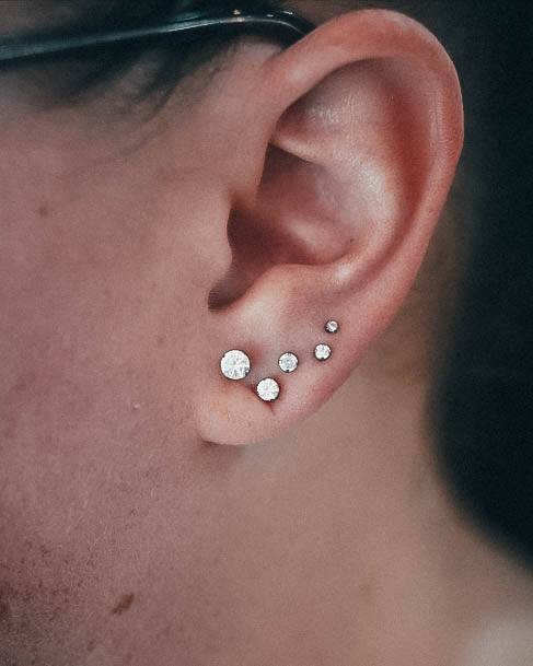 Sparkling White Diamond Dazzling Constellation Ear Piercing Ideas For Women