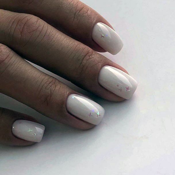 Sparkling White Shellac Nails For Women