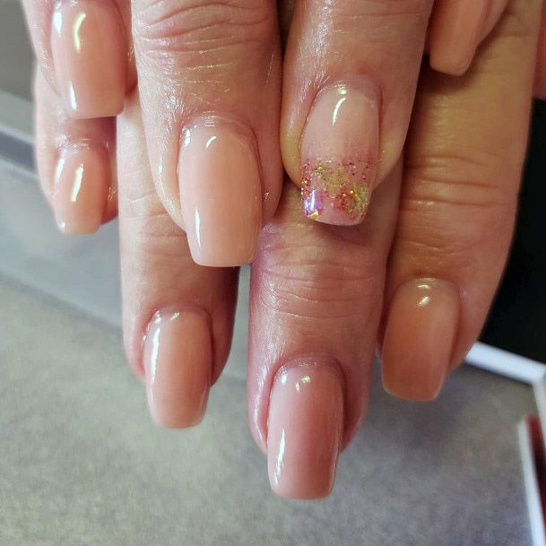 Sparkly Accent Womens Nude Nail Design