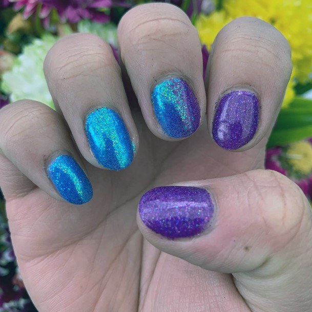 Sparkly Dazzling Blue And Purple Nail Ideas For Women