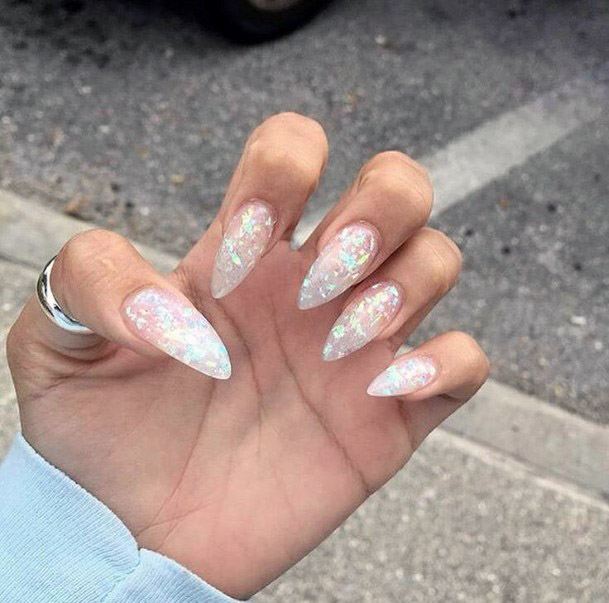 Sparkly Iridescent Nails Women