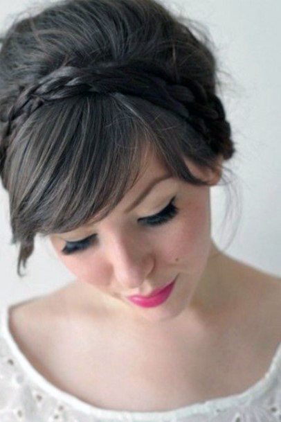 Special Occasion Braided Updos With Fringe For Women And Girls