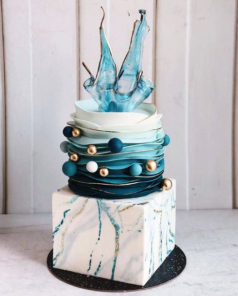 Spectacular Blue And White Wedding Cake