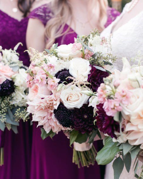 Spectacular Burgandy Blush Pink Astonishing Brides Maids Flower Bouquet October Wedding Ideas