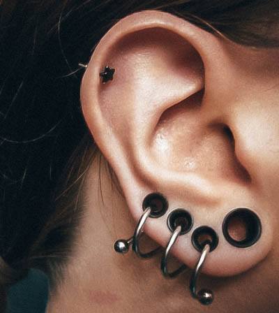 Spectacular Cool Guaged Spiral Black Star Ear Piercing Inspiration For Women
