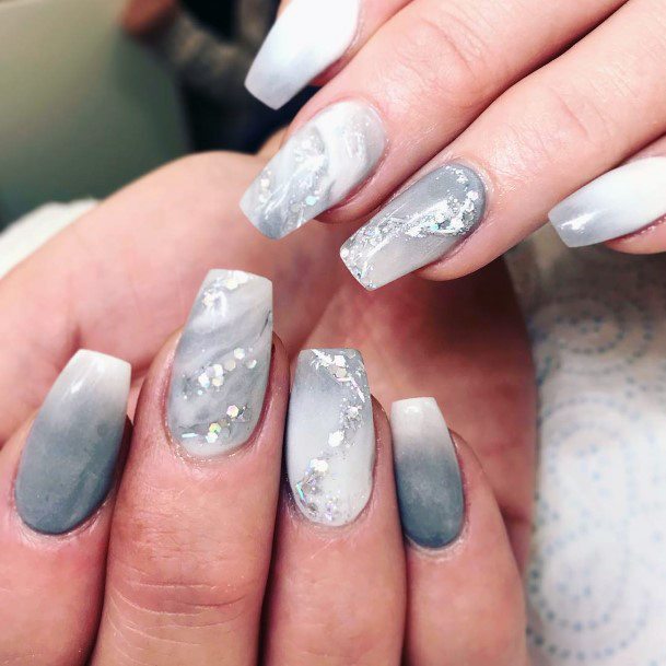 Spectacular Grey Ombre Nails