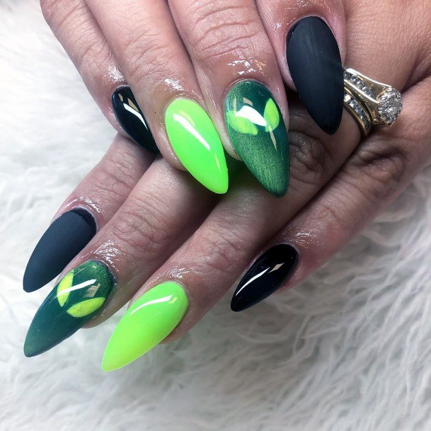 Spider Man Neon Green Nails