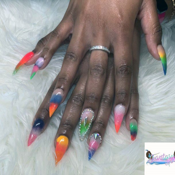 Spiked Colorful Nail Ideas For Women