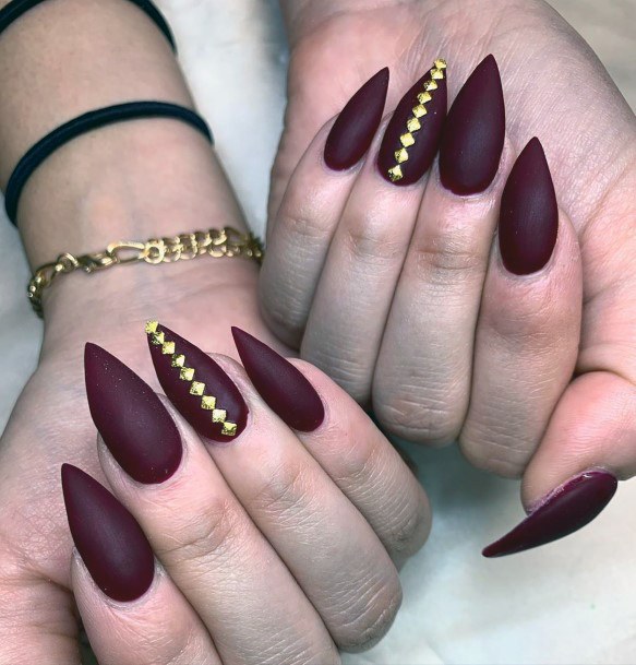 Spiked Matte Berry November Nails