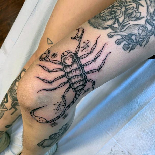 Spine Chilling Scorpion Tattoo Womens Legs