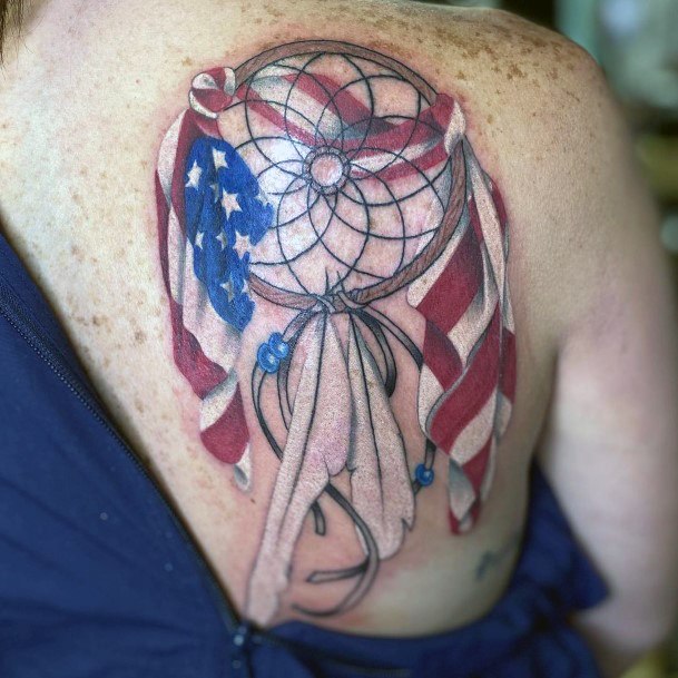 Spiral Art And American Flag Tattoo For Women