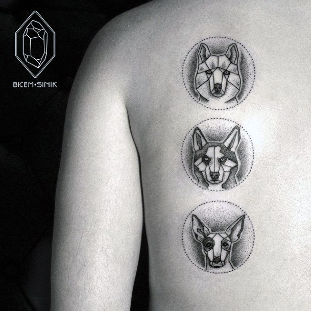 Spiral Design Dog Tattoo Womens Back