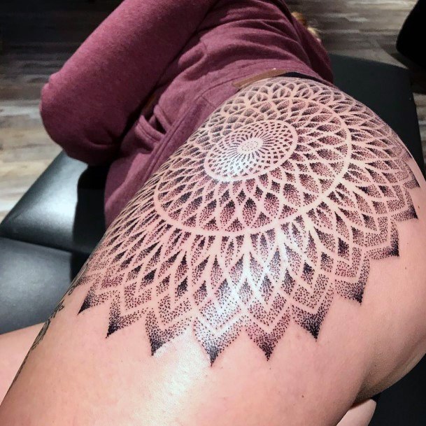Spiral Mandala Art Geometric Tattoo Womens Thighs