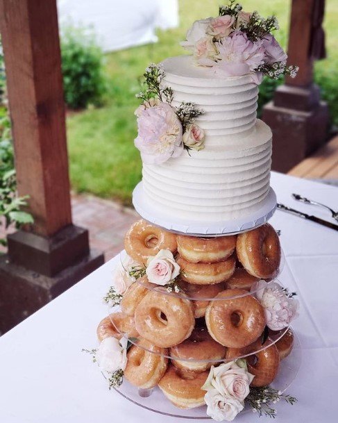 Spiral White Donut Wedding Cake