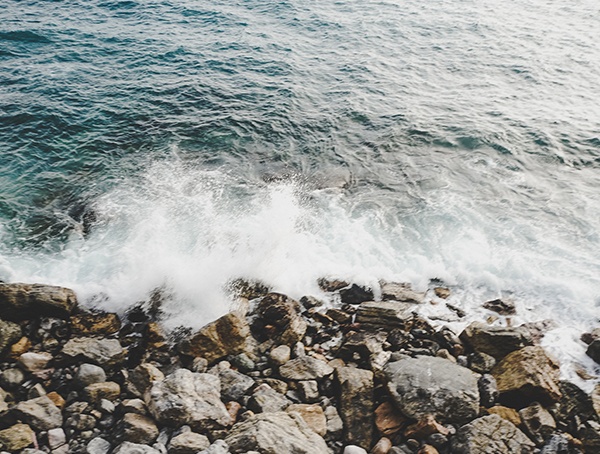 Splashing Waves At Beach Cinque Terre Italy