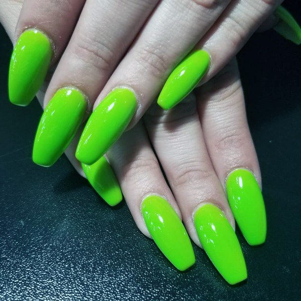 Splashy Square Edged Lime Green Nails