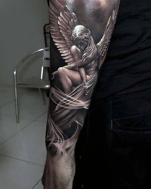 female protector guardian angel tattoo