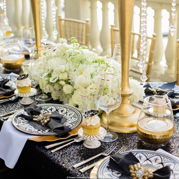 Splendid White Wedding Flower Centerpieces Black Table