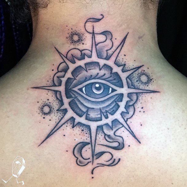 Spooky Eye Tattoo For Women On Back