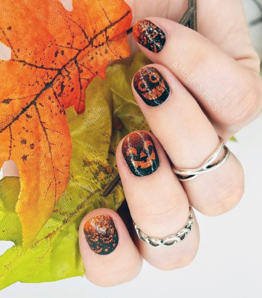 Spooky Halloween Pumpkin Orange And Black Nail Ideas For Ladies