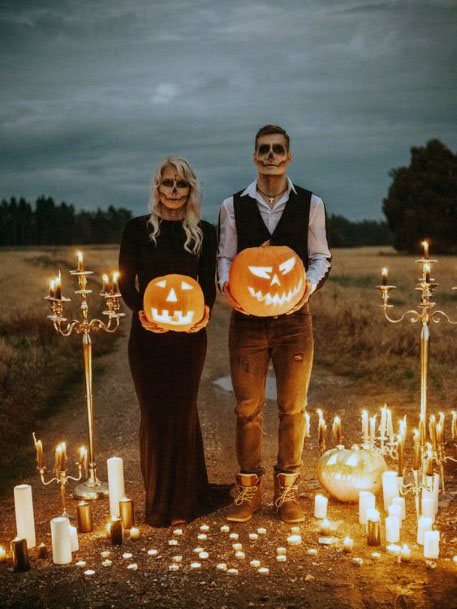 Spooky Pumpkin Head Candle Halloween Wedding Ideas