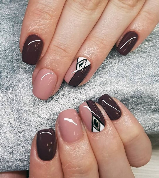 Sporty Brown And Pink Nails Women