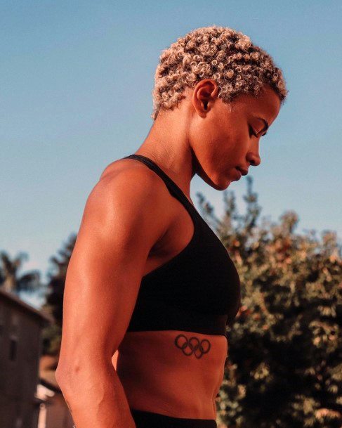 Sporty Fresh Blonde Curly Buzz Short Natural Hairstyles For Black Women