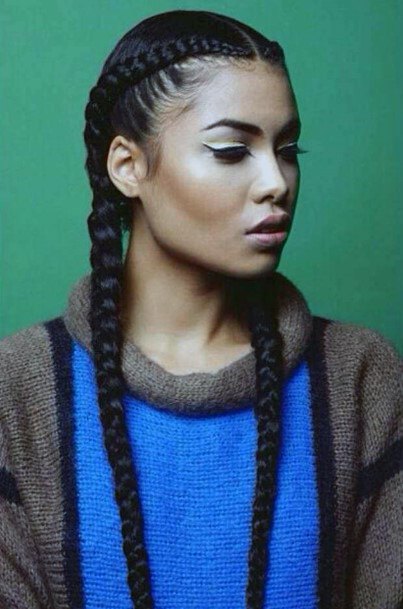 Sporty Neat Dutch Pigtails Braided Hairstyles For Black Women