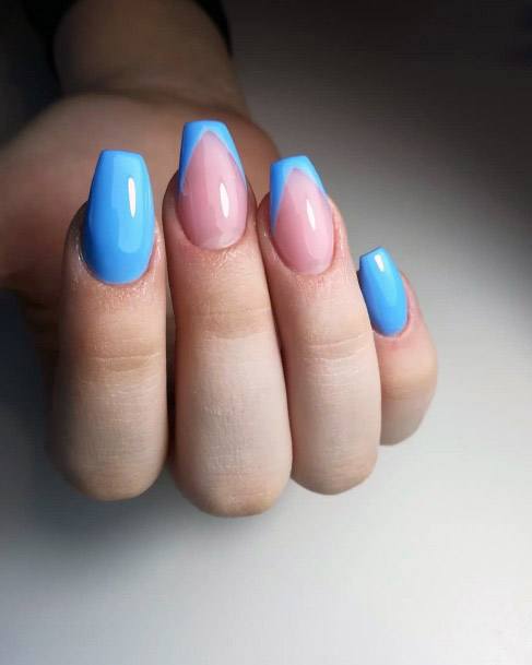 Spring Blue And Pink Nails Women