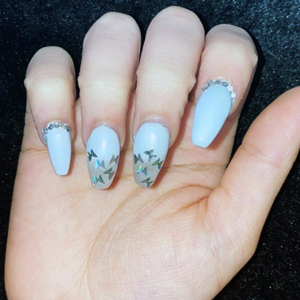 Spring Blue Butterfly Art On Nails Women