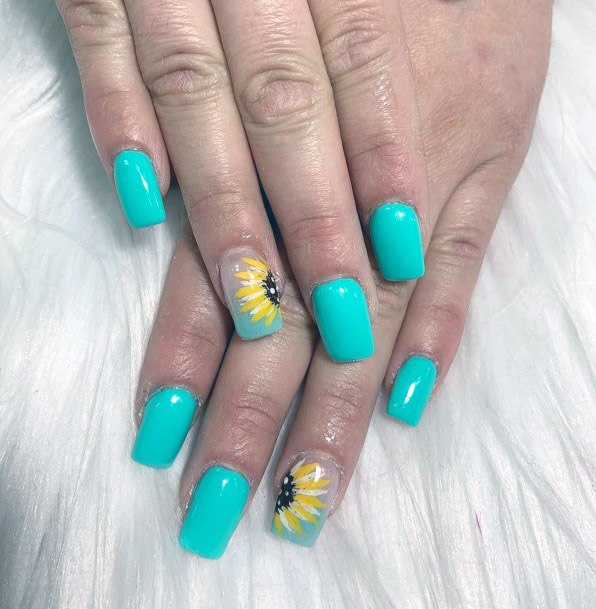 Spring Blue Green Nails For Women